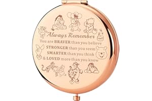 KEYCHIN Honey Bear Pocket Mirror Pig& Donkey & Tiger & Rabbit Fans Gifts You are Braver Stronger Smarter Than You Think Honey Bear Compact Makeup Mirror (Bear-RG)