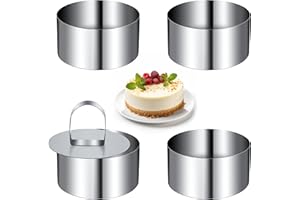 Tunejoy Mousse Círculo Pastel Molde para Tartas de Acero Inoxidable Cocina Redondos para Cocinar Pasteles Postres Hacer Ensaladas con Empujador 4 Piezas