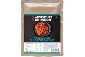 Adventure Nutrition Vegetarian All Day Breakfast MRE 300g – Ready-to-Eat Meal with Beans, Vegetarian Sausages, and Omelette in Tomato Sauce – Ideal for Camping, Hiking, and Emergency Supplies