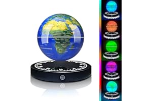 Poojaed Globe lévitant magnétique avec lumière LED, carte du monde de globe flottant rotatif à 360 ° pour affichage de bureau à domicile, cadeau de technologie cool pour hommes père garçons et filles