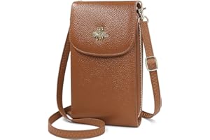 HNOOM Borsa a Tracolla per Cellulare Vera Pelle Borsa Piccola Tracolla Donna Portafoglio a Tracolla Crossbody Bag Portamonete con fessure per carte a tracolla