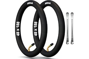 AVVS TECH 48x188 Schlauch Kinderwagen 10 Zoll mit Winkelventil 45° inkl. 2 Monagehebeln | 2 Stück Packung | für Reifen Kinderwagen 10 Zoll 48 x 188