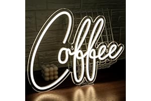 SIGNSHIP Coffee Neon Light LED Blanc chaud Café Enseigne Au Néon pour décoration murale, alimenté par USB pour café, cuisine, chambre, Noël, bar mariage,fête d'anniversaire