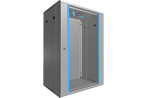 EXTRALINK Armario de Red 19 Pulgadas 18U 600x450 Montaje en Pared, Marco Auto-montable, Paneles Laterales Desmontables para UPS Switch, Vidrio Templado, Gris Armario Rack de servidores