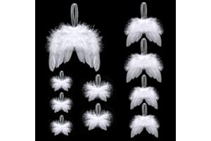 Becellen 10 sztuk bożonarodzeniowych skrzydeł anioła, białe ozdoby choinkowe, dekoracja choinkowa, białe skrzydła anioła, ozdoba bożonarodzeniowa na święta Bożego Narodzenia, dekoracja "zrób to sam"