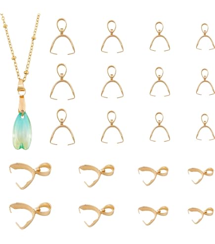 Attaches Pendentifs UNICRAFTALE - 40 Pièces Mixtes Acier Inoxydable & Doré - Bélières Pince Pour Création Bijoux DIY