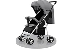 Reenborn Ultraligero Cochecito Bebe de Sólo 4,3 kg con Posición Tumbada Ajustable, Plegable Silla de Paseo hasta 40 kg, Carrito Bebe Compacto Portátil, Carro Bebe con Accesorios (B013 Grey)