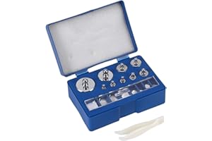 Telituny Kalibriergewicht, 17 Stück 211.1g Nr. 45 Stahl 10mg-100g Gramm Präzisionskalibrierung Gewichtsset Test Edelstahl kalibriergewichte Set für Digital Schmuck Waage Labor Studium Gewichte
