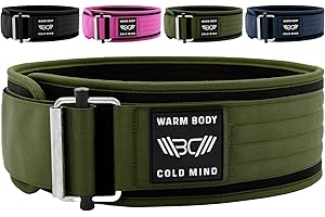 WARM BODY COLD MIND Pasek Treningowy do Podnoszenia Ciężarów - Pas do Treningu Siłowego, na plecy do przysiadów, Weightlifting Belt for Crossfit, Powerlifting, Deadlift, Nylonowy Pas do Martwego ciągu