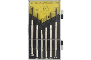 JDXun 6 Pezzi Cacciaviti Precisione Orologiaio, Kit Cacciaviti di Precisione, Giraviti Precisione per Riparazione di Orologi e Riparazione Elettronica(#1/#0/1.4mm/2mm/2.4mm/3mm)