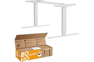 ‎BOHO OFFICE boho office® Höhenverstellbarer Schreibtisch Gestell - Elektrisch stufenlos, 2 Motoren, 3-Fach Teleskop, Memoryfunktion, Kollisionsschutz, Kindersicherung, einfacher Aufbau - Homedesk Weiß