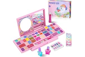 Bixury Kinderschminke Set Mädchen, Waschbarer Schminkkoffer Mädchen, Kinder Schminkkoffer Mädchen Spielzeug, Prinzessin Weihnachts Geburtstags Geschenke für Mädchen 3 4 5 6 7 8 9 10 11 12 Jahre