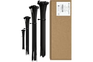 Haus Projekt Opaski kablowe, 100 sztuk, czarne, różne zamki błyskawiczne, 100/200 mm x 2,5, 300 x 3,6/4,8, uporządkowane zarządzanie kablami, wytrzymałe plastikowe opaski na zamek błyskawiczny,
