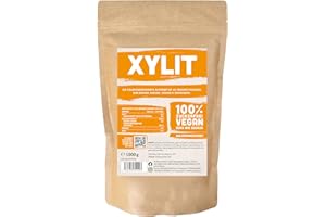 ‎NOSUGARSUGAR Premium Xylit mit 1:1 Süßkraft gegenüber Zucker 1kg verwendbar als kalorienreduzierter Zuckerersatz. Vegane & zahnfreundliche Kristallzucker Alternative zum Kochen & Backen