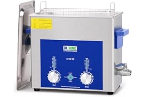 DK SONIC Pulitore a ultrasuoni per dischi in vinile, pulitore sonico, strumento da laboratorio, macchina per la pulizia di parti del motore con timer codificato e riscaldatore (1.32Gal-6L)