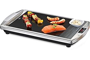 ‎ROMMELSBACHER ROMMELSBACHER CERAN® Grill CG 2308/TC - Made in Germany, SCHOTT CERAN® Grillfläche, Temperatur von 80-280 °C einstellbar, LED-Display, Touch Control, Fettablaufrinne, Edelstahlgehäuse