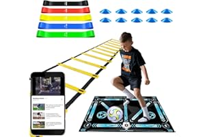HOUZEFUN Soccer Training Equipment, Football Practice Aids with Training Mat, Resistance Bands, Ladder, Cones, Improve Agility, Footwork and Coordination