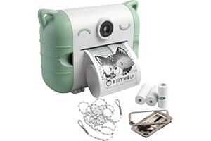 KIDYWOLF Kidyprint Vert – Appareil Photo Instantané Enfant avec Impression Thermique – Polaroid Ludique et Créatif pour Explorer, Capturer et Partager Ses Souvenirs