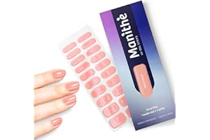 Manithè - Smalto Adesivo per unghie in Vero Gel Semi-indurito - Strisce Protettive - Unghie Adesive UV - Gel Semi Polimerizzato, Semi Cured Gel Nail, 20 pezzi a kit (Trendy Peach)