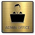 Vertical Root Inc® Premium Brush Gold Finish AcrylicADMIN Office Door Sign Easy to Mount 3M Self-Adhesive Tape Signage for Hotel Office Resort Society Corporate Business.