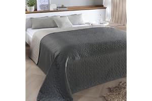 Delindo Lifestyle Överkast, Belford, grå, antracit, dubbelsäng, enfärgad, kviltat, 240 x 260 cm