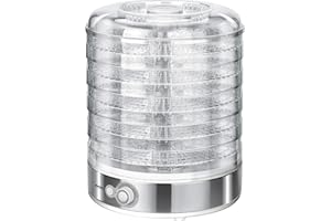 MPM MSG-11 Déshydrateur Alimentaire Électrique, Pliable, 5 Plateaux 31 cm, sans BPA, Contrôle de la Température 35°C-70°C, Sèche Les Fruits, Légumes, Viande, Herbes 500W, Transparent
