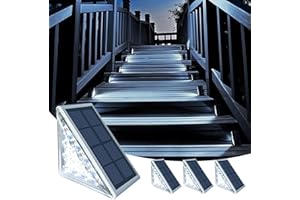 TOTHDATE 4er-Set Solar Treppenbeleuchtung Aussen Kaltweiß Licht, Solar Stufenleuchten Außen IP67 Wasserdicht für Boden Veranda Dekor Hof Pfad Garten Gehwege