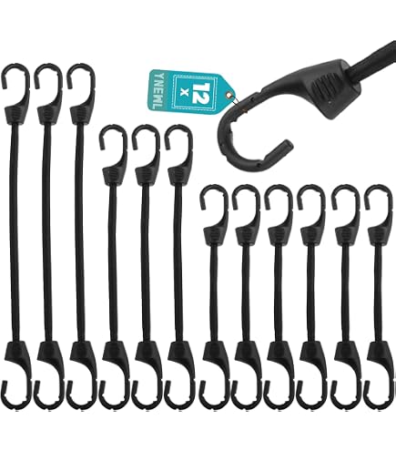 Bomtop Lot De 8 Tendeurs Élastiques Avec Mousqueton - 34cm Mini Cordes Élastiques Pour Camping Bâches Tente Vélo