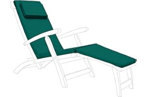 Gardenista Steamer Chair Sun Lounger Cushion | Outdoor Water Resistant Garden Sunlounger Chair Cushions | Hypoallergenic Steamer Chair Seat Pad | Durable & Thick Sunbed Mattress Cushion (Green, 1)