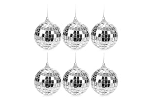 COM-FOUR® 6X Boule Disco - Boule à facettes à Suspendre - Boule Disco pour la fête - Bal de fête pour Le réveillon du Nouvel an, Anniversaire, soirée à thème - Ø 6 cm (Ø 6cm)