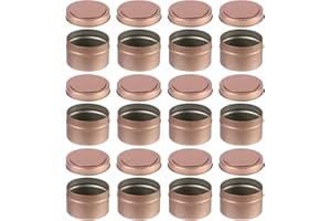 LOSTWRY Set di 12 scatole per candele con coperchio in metallo, per realizzare candele rotonde decorative, fai da te, spezie, gioielli, polvere, caramelle, unguento, colore: oro rosa