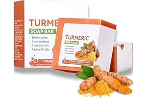 ARCHIDATE Kurkuma Seife - Dunkle Flecken Entferner für Gesicht - Gesichtsseife glatt zart saubere Haut Schmutz - Feuchtigkeit spenden Wiederherstellen Elastizität Ausstrahlung - Feste Pore Entfernen Pigment (1)