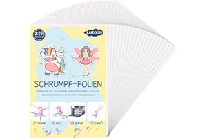 LUZOON Opakowanie 20 folii termokurczliwych, białych, do prac rękodzielniczych, format: 20 x 29 cm