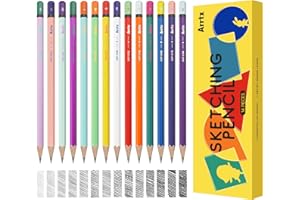 Arrtx Ołówki do rysowania, 14 szt. (4H - 8B) artystyczne ołówki do szkicowania, ołówki artystyczne, ołówki grafitowe, materiały artystyczne do rysowania, cieniowania, bazgrołów, portretów