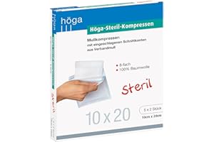 Höga stérile de – Compresses stériles – 10 X 20 cm – 5 x 2 compresses de gaze stériles, 8 prises en 14079-type 17 Lot de 2