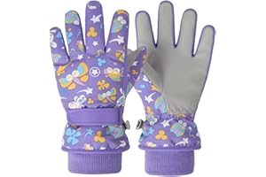 TONIFAY Waterproof Kids Gloves Winter Cold Weather Fleece Lined Thermal Warm PU Palm Snow Ski Cycling Glove Age1-13 for Boys Girls Kid Boy toddler Girl Children Skiing Snowboarding Running Walking Sport