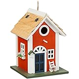 Relaxdays Deko Vogelhaus, Landhausstil, Holz, zum Aufhängen, H x B x T: 25 x 18,5 x 18,5 cm, Vogelvilla für Garten, bunt