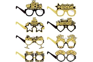 COLANANA Birthday Party Glasses Decoration,Birthday Party Decorations,8 Pieces Funny Paper Birthday Eyeglasses Deco,Birthday Photo Booth Props Supplies for Women Men