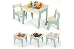 ‎MAMIZO MAMIZO Kindertisch mit 2PCS Stühlen,Kindersitzgruppe,Kindertisch, Kindermöbel für Kinderzimmer, Stauraum,Kinder Tisch Stuhl Set, Maltisch& Bauplatte, Kindersitzgarnitur,Sitzgruppe, Grün