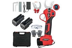 NUZEKY Electric Pruning Shears - Portable Handheld Battery Secateurs & Scissors with 2 x 2.0Ah Battery - Professional Cordless pruners Cutting Diameter Max1.6 Inch (40mm), Battery-LCD Display Screen