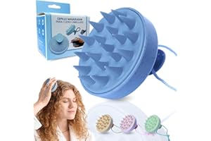 ETISEN, Massaggiatore cuoio capelluto, shampoo a secco, spazzola capelli ricci e lisci, massaggiatore testa per stimolare la crescita del cuoio capelluto (Blu)