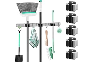 LUZOON Besenhalterung Wand, Gerätehalter Hakenleiste Besenhalter Gartengerätehalter Gartengeräte für Gartengeräte, Küche, Badezimmer, Garage (6 Stück)