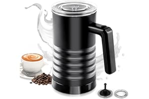 HOTUT Elektryczny spieniacz do mleka, automatyczny spieniacz do mleka 4 w 1, cichy spieniacz do mleka 350 ml, spieniacz do mleka ze stali nierdzewnej 400 W, do kawy, latte, cappuccino, mleka