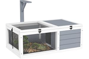 PawHut Enclos Tortue, Maison Tortue terrestre Exterieur en Bois avec Support de Lampe, 2 Plateaux coulissants, Cage pour Tortue de Terre, Lapins et Petits Animaux - dim. 81 x 48 x 31,5 cm, Gris Clair