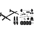 Kore K-WM-CHINUP-BAR-SR-ABS Pull-Up Bar and Ab Strap Combo & Kore PVC 10KG Combo 3 Home Gym Set with One 3 Ft Curl and One Pair Dumbbell Rods with Gym Bag and Gym Accessories, Multicolor
