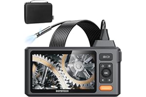 DEPSTECH 5 Pulgadas Screen Endoscopio Industrial,1080P Doble Lente Cámara de Inspección Tuberias con 6+1 Luces,Impermeable IP67 de 7.9mm Boroscopio Digital cámara con Cable de Serpiente Flexible