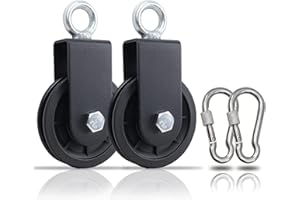 SERTT Gym Pulley System, Fitness Swivel Pulley Wheel with Hanging Strap Carabiner, Swivel Pulley Block for DIY Home LAT Pulldown and Lift Cable Machine