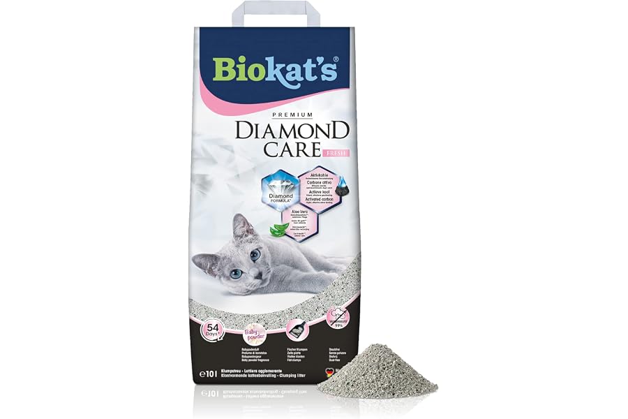 Biokat's Diamond Care Fresh, con fragancia - Arena fina con carbón activo y aloe vera 1 saco (1 x 10 l)