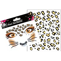 5 Gesichtstattoos – Leopard, Biene, Schmetterling, Katze, Marienkäfer – Temporär, Glitzernd