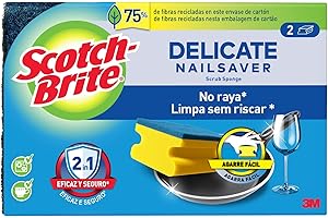 Scotch-Brite Estropajo para fregar sin rayar delicado, 2 esponjas por paquete - Seguro para cristal y utensilios de cocina antiadherentes